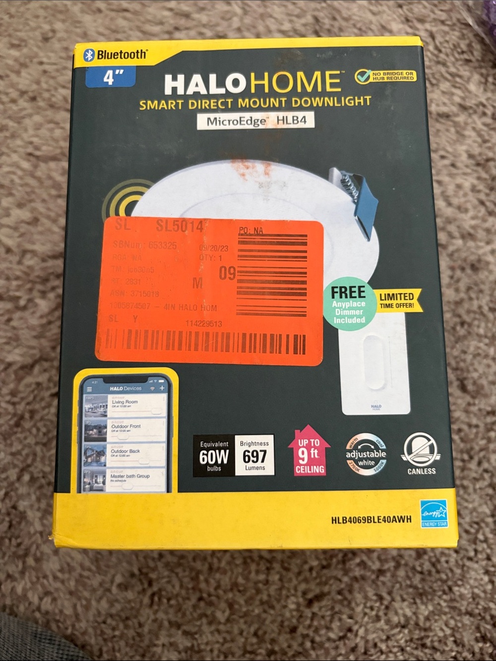 Halo Home Smart Direct Mount Downlight NIB with Anyplace Dimmer